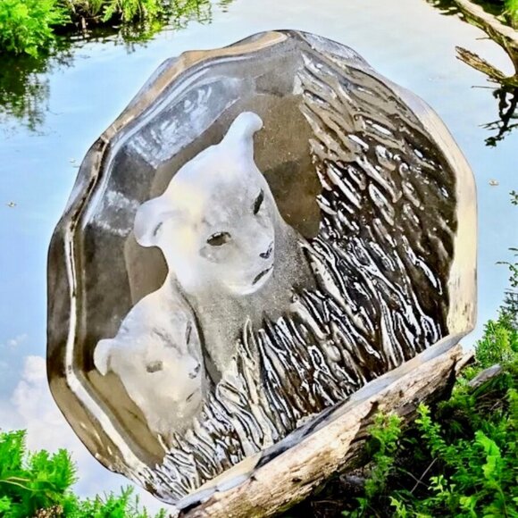 Kosta Boda Sweden Iceberg.Mats Johasson Artist Glass Sculpture Figurine Cougar - Picture 10 of 10